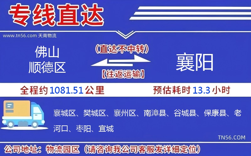 佛山順德區(qū)到襄陽物流公司