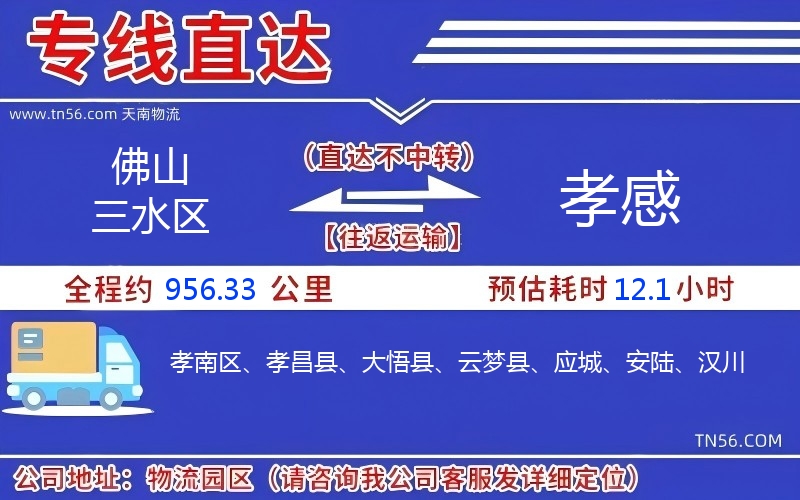 佛山三水區到孝感物流公司