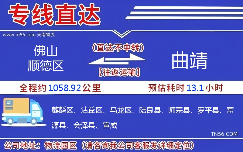 佛山順德區到曲靖物流公司