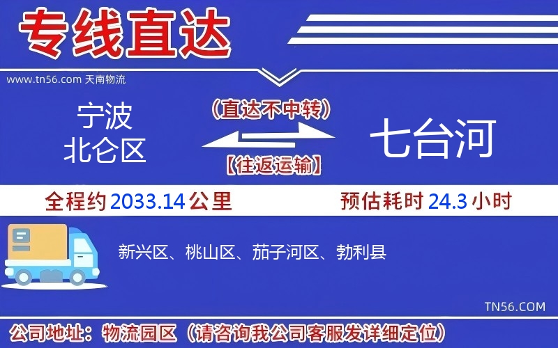 寧波北侖區到七臺河物流公司