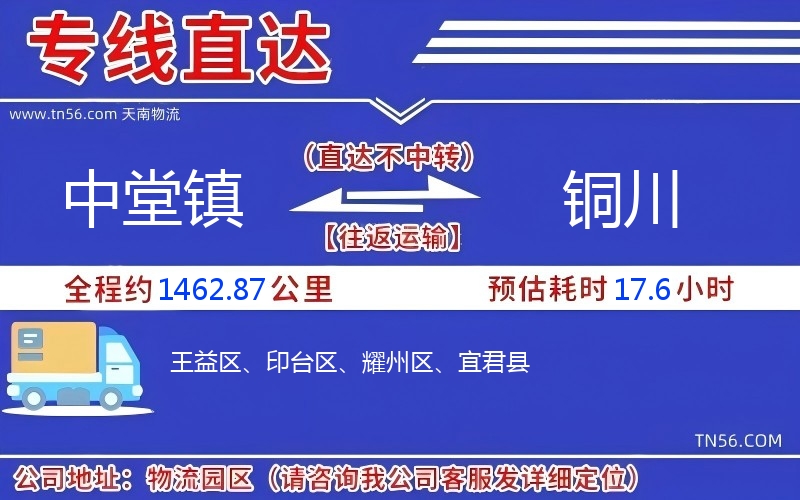 中堂鎮(zhèn)到銅川物流公司 中堂鎮(zhèn)到銅川物流公司